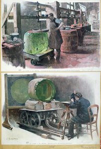 Fabricage van glas voor een optische lens, 1900